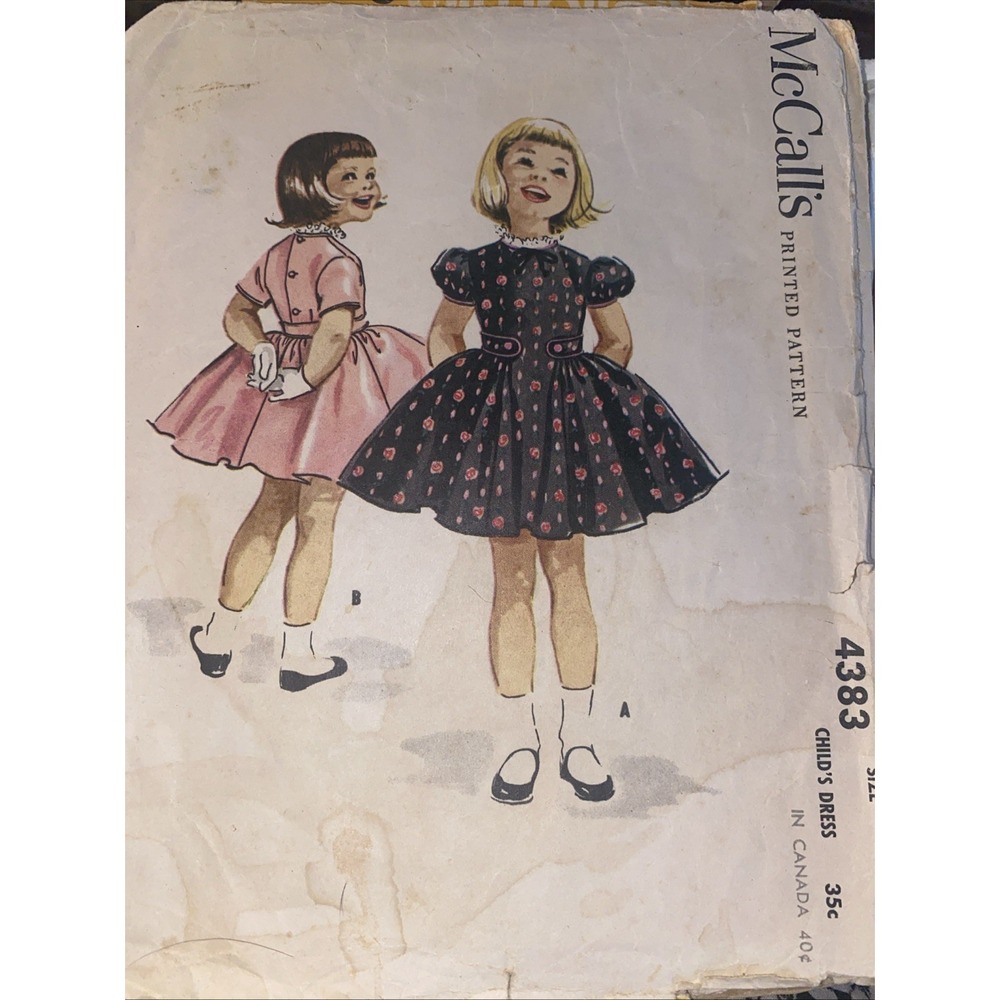 RARE McCall’s 4383 Girls Party Dress Sewing Pattern From 1957 Size 4 Complete
